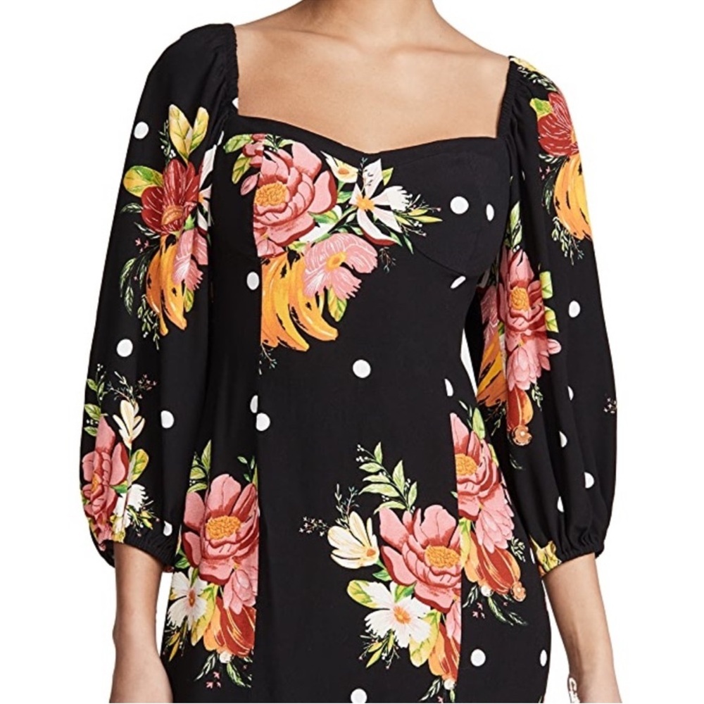Farm Rio Nanaju Floral Mini tropical Bold Dress in Black Multi Pinks Orange XS - Picture 8 of 10